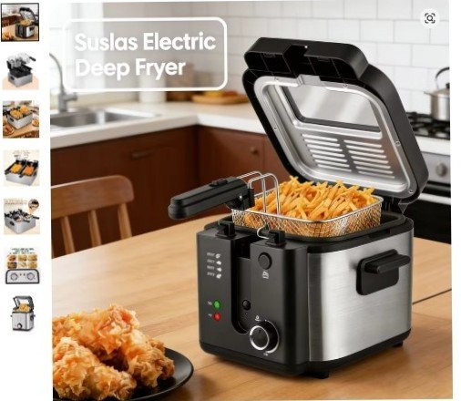 Suslas 1.5L-6L Electric Deep Fryer, Stainless Steel Countertop Fryer with View Window